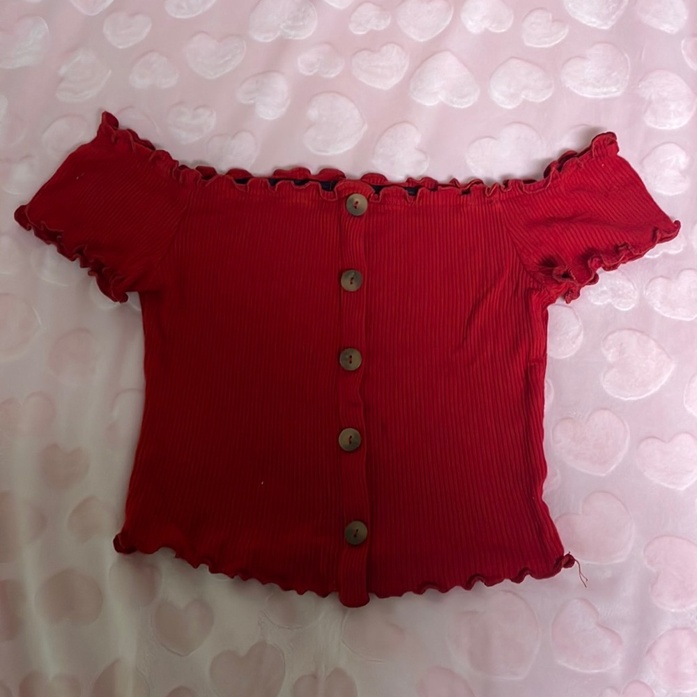 Red Off the Shoulder Top